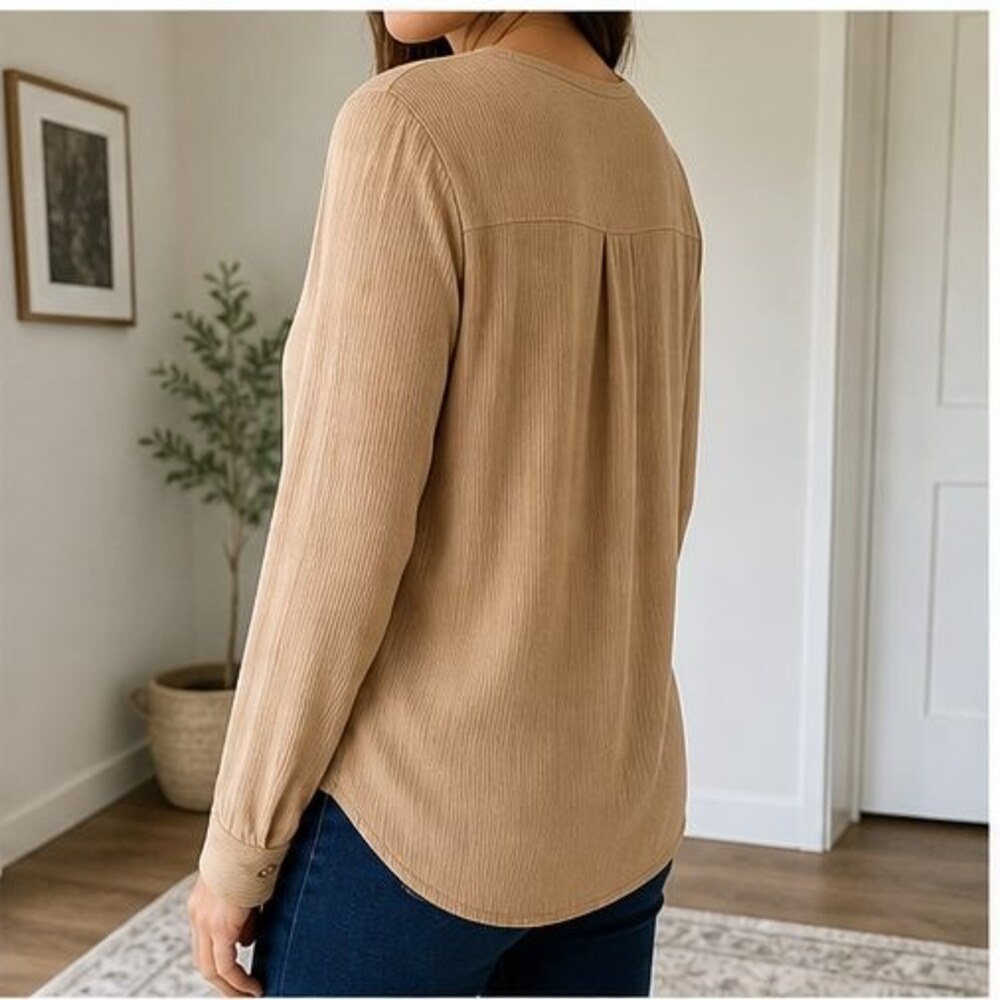 Camel Ruffle Blouse - Picture 3 of 6